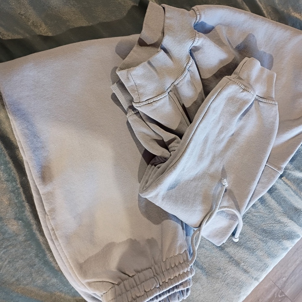 Zara Matching Sweatshirt & Jogger Set Blue Cropped Lounge Athleisure Size S - Picture 11 of 11